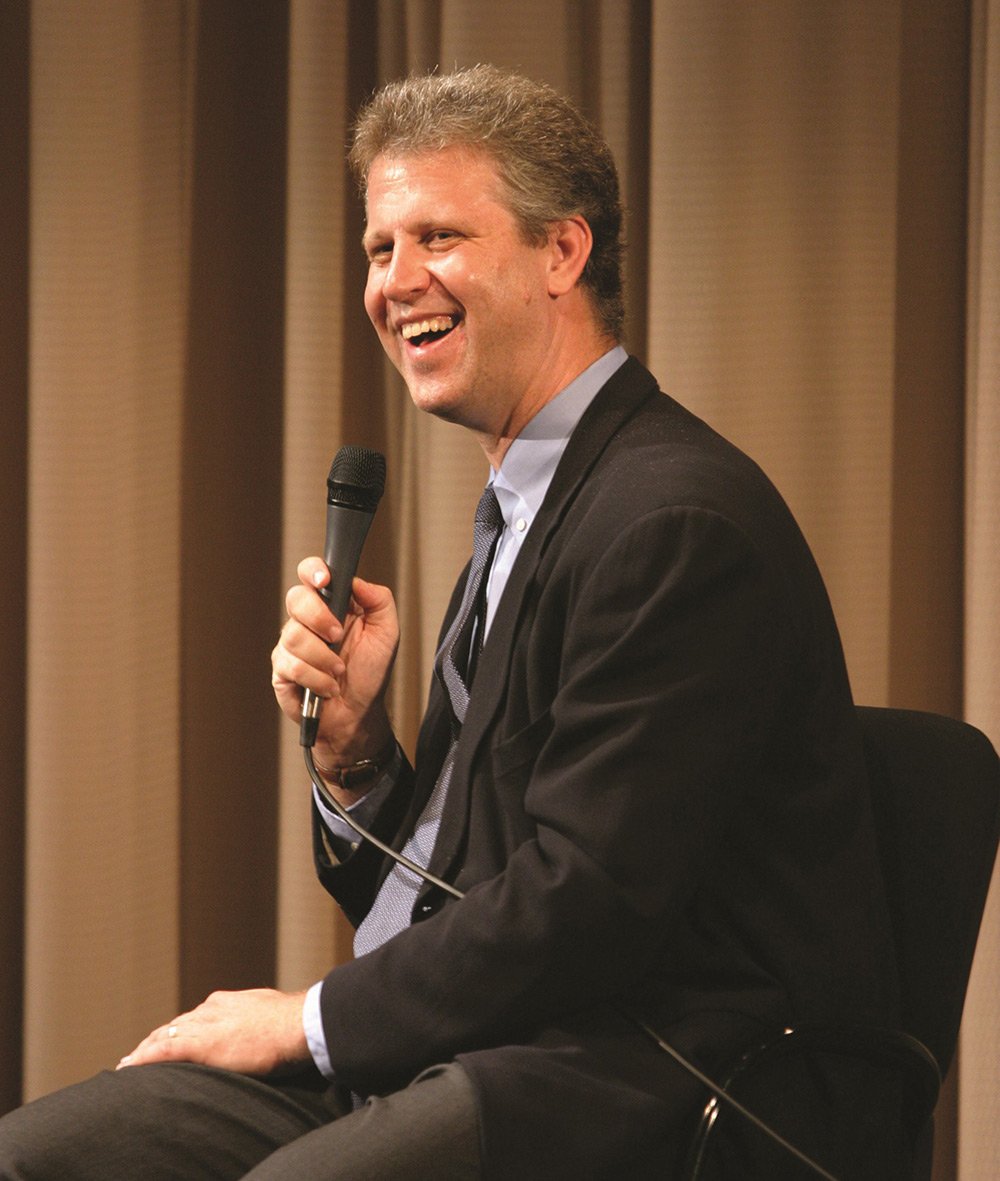 Schwartz in the Riklis Theater (which closed in 2008), circa 2005. Said David about Q&As: My first major interview on stage at AMMI was in 1990, with Mike Nichols. Before going on stage, Nichols asked if I was nervous. I said yes, and he gave me advice I've always remembered: "When you're out there, just think to yourself 'fuck the audience.'"