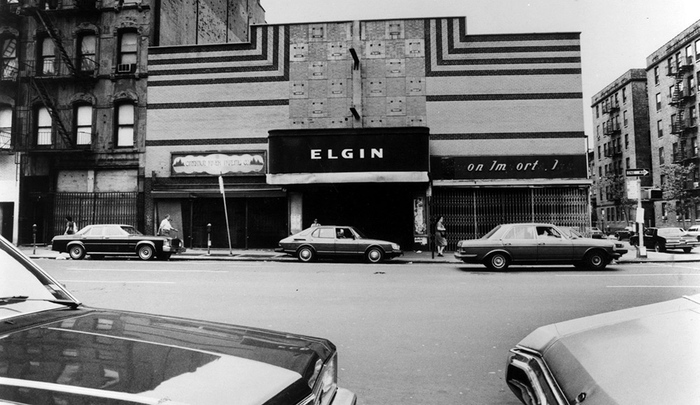 The Elgin Theater on 8th Avenue and 18th Street, programmed by Ben Barenholtz, was notorious for its midnight movies: most infamously, marathon runs of El Topo, The Harder They Come, and Pink Flamingos — which screened Sunday through Friday for 48 weeks.