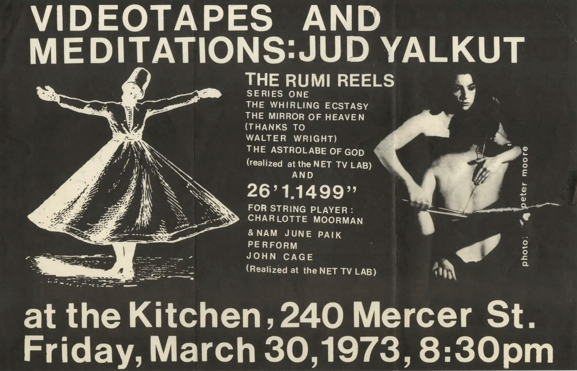 Flyer for a 1973 Jud Yalkut video screening