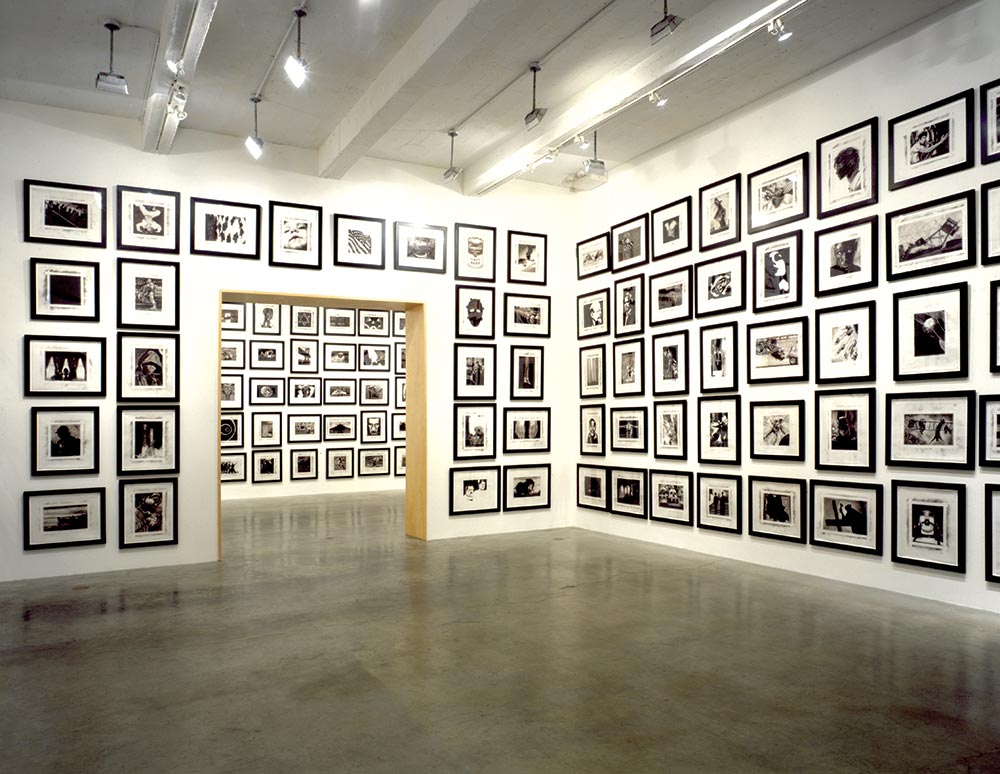 Installation view of Longo's solo exhibition Magellan, 1997. Metro Pictures, New York. 