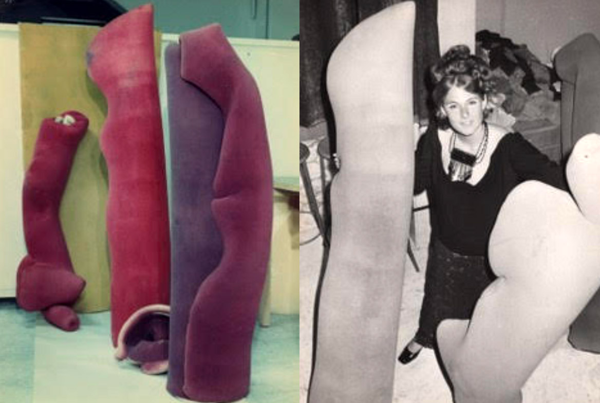 Nina Sobell and early foam-rubber sculptures in Rome, ca. 1967-1968.