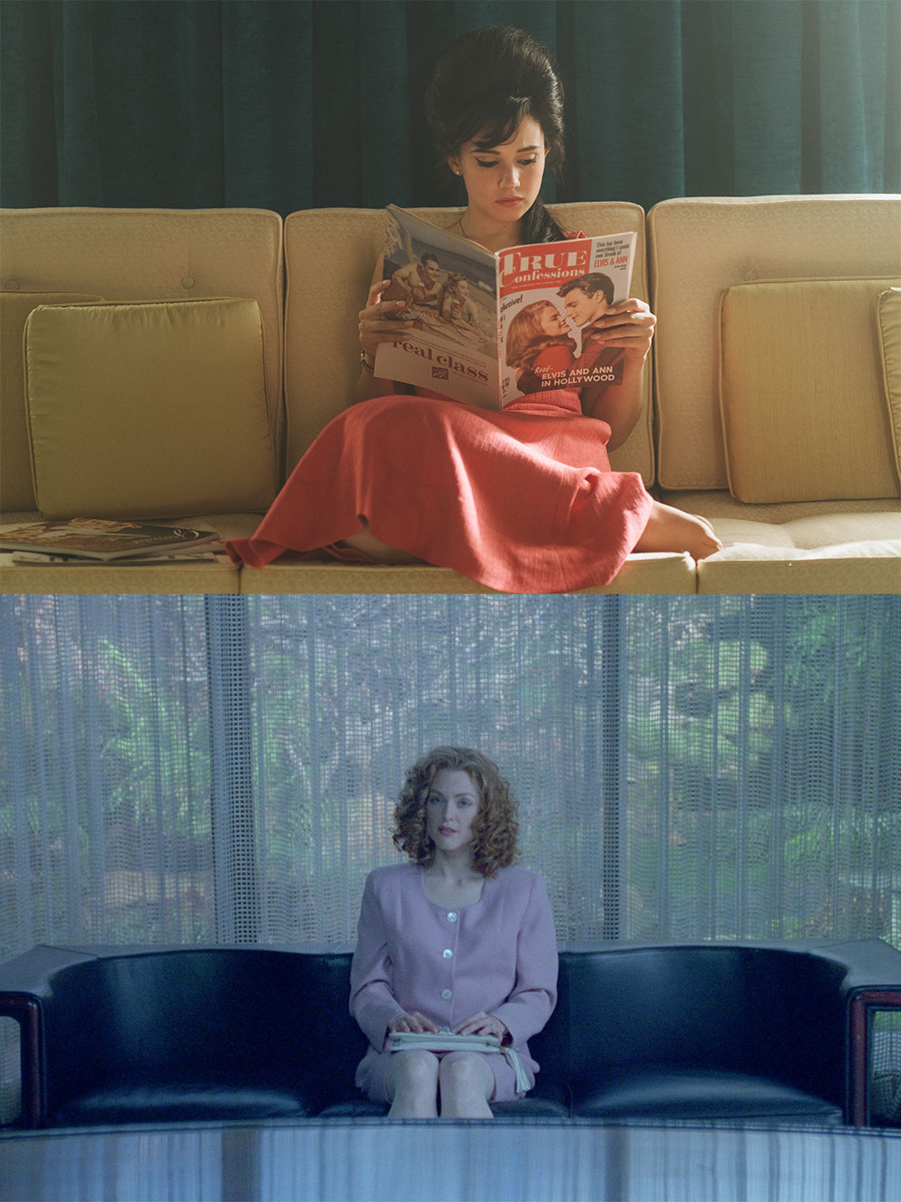 Top: Cailee Spaeny in Priscilla, photo by Sabrina Lantos courtesy of A24. Bottom: Julianne Moore in Safe.