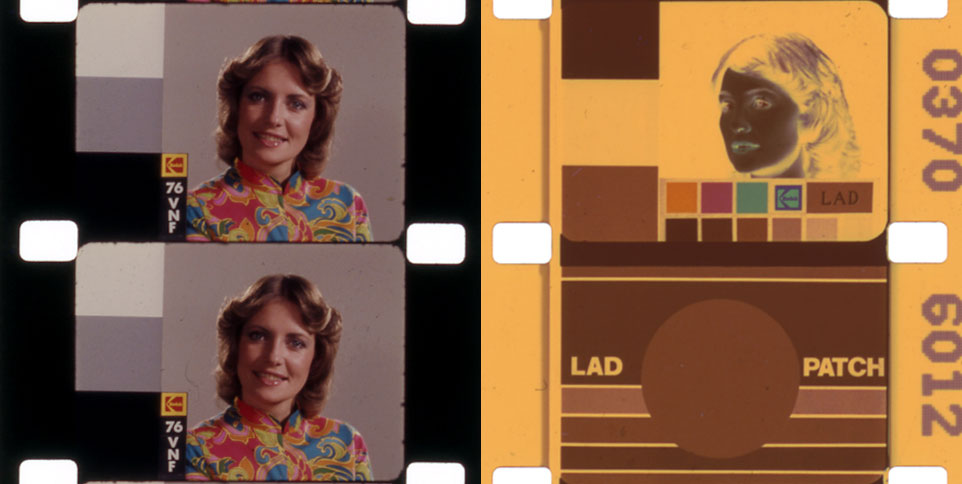 L: 16mm color reversal film. R: 16mm color negative. Photos by John Klacsmann.