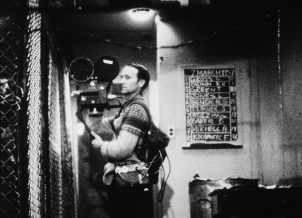 Jonas Mekas filming The Brig