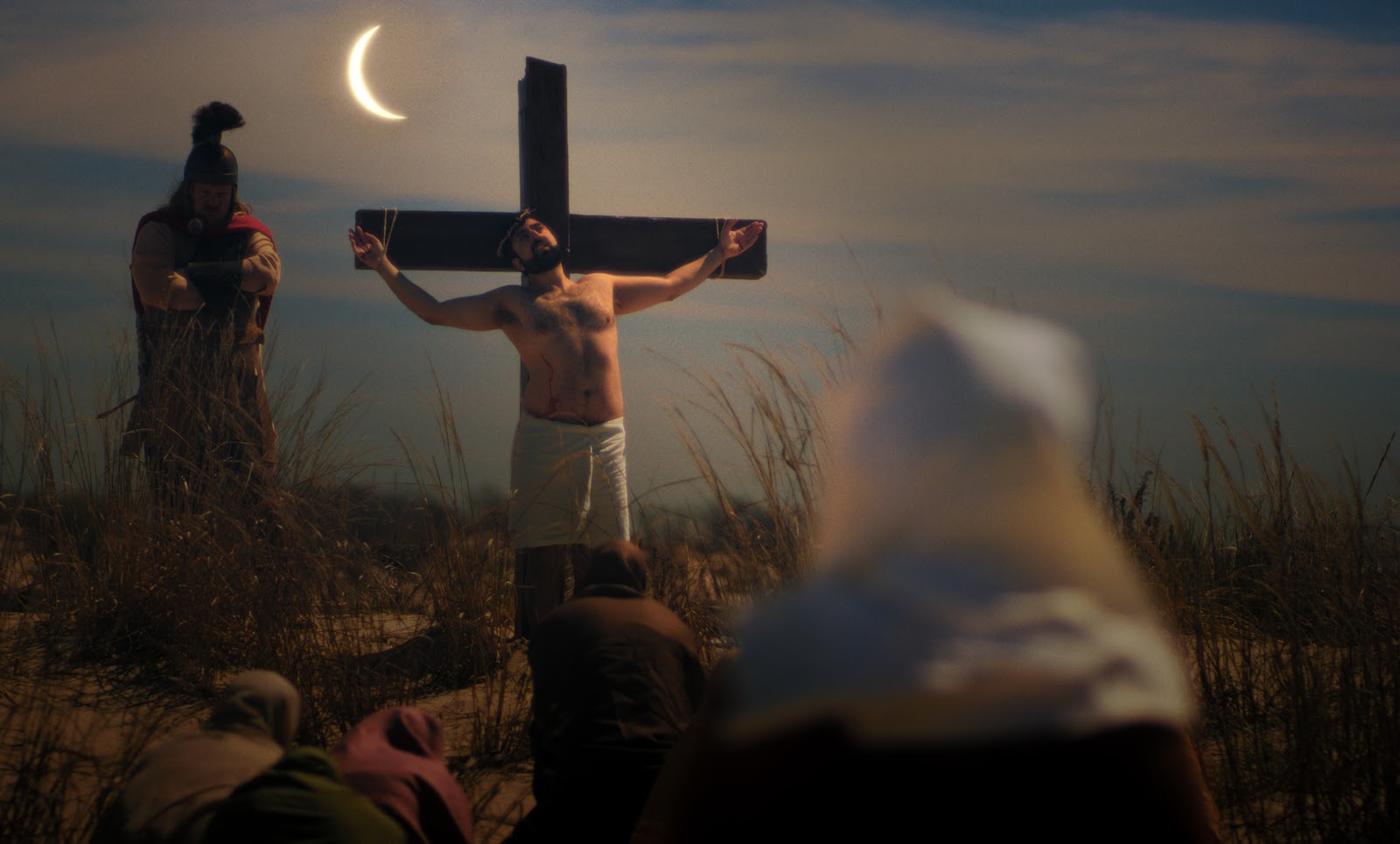 Abraham Makany as Jesus Christ and Daniel Stangl as a Roman Centurion. Alongside Richard Fleischer’s Barabbas (1962), mine is the only other film with crucifixion scenes shot during an actual eclipse.